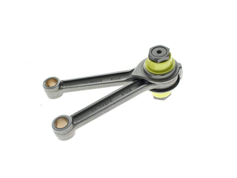 High-performance motorcycle suspension linkage component for Revelry Cycles motorcycles.