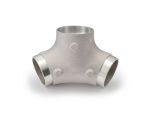 Aluminium motorcycle T-junction fitting for motorcycle exhaust systems.