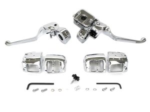 Handlebar Control Kit - Chrome. Fits Big Twin 1996-2010 & Sportster 1996-2003 with Single Disc Front Brake.