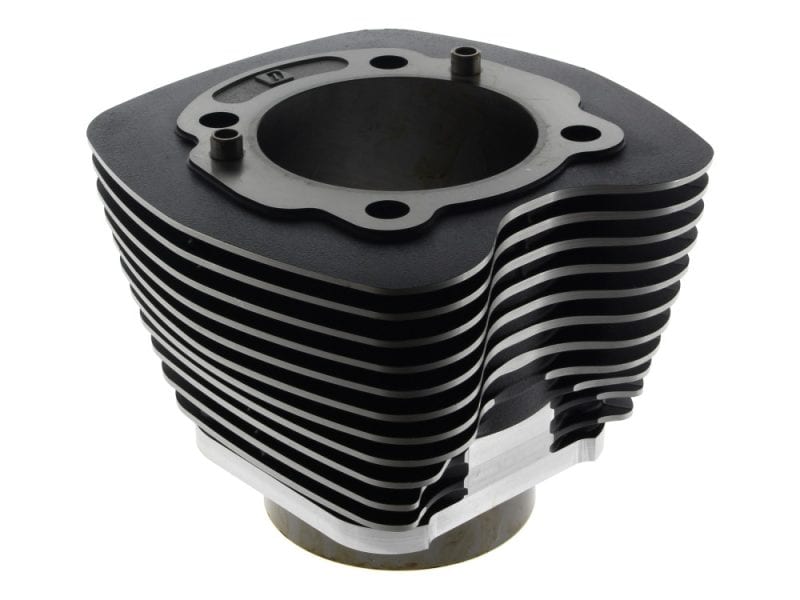 3.875in. Bore Front or Rear Cylinder - Black. Fits 95ci or 103ci Twin Cam 1999-2017. Large motorcycle cylinder head featuring black cooling fins for Revelry Motorcycles Australia.
