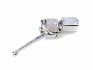 Shiny chrome motorcycle clutch lever component for Revelry Motorcycles in Australia.
