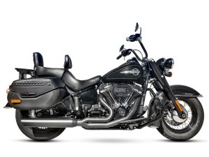 Fat Cat 2-into-1 Exhaust with Straight Muffler - Black. Fits Heritage Classic & Sport Glide 2018-2024