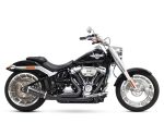 V-Twin cruiser motorcycle with black and chrome finish, ideal for motorcycle enthusiasts.