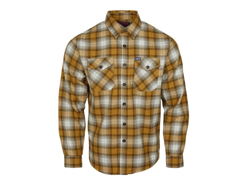 Vintage checkered plaid shirt from Revelry Motorcycles, rugged casual style for moto enthusiasts.