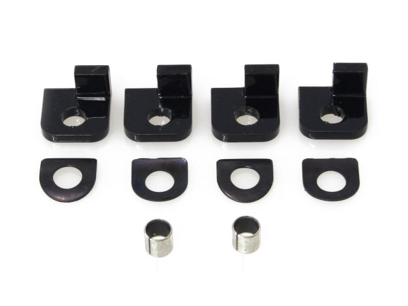 Footpeg Adapters - Black. Fits Earlier Style Footpegs to Softail 2018up. Black motorcycle mounting hardware kit for Revelry Motorcycles.