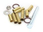 Small motorcycle hardware parts including nuts, bolts, washers, and spacers for bike repairs and customisation.