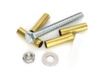 Bolts, nuts, and spacers for motorcycle maintenance or custom builds.