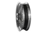 Classic chrome motorcycle wirespoke wheel for Revelry Motorcycles.
