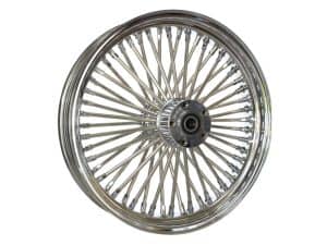 High-quality motorcycle spoked wheel for bicycle or motorcycle. Durable, polished, and reliable motorcycle wheel.
