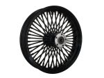 High-performance black motorcycle wheel for Revelry Motorcycles.