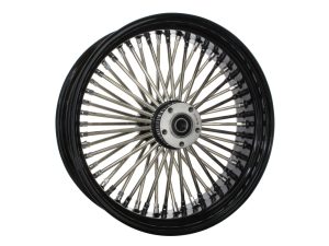 High-performance motorcycle wheel with spokes for Revelry Motorcycles.
