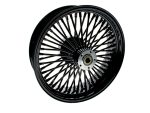 High-quality black motorcycle wheel with spoked rim for Revelry Motorcycles Australia.