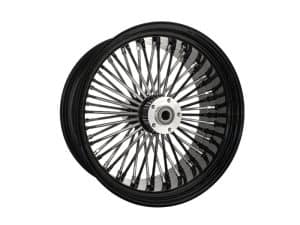 Black motorcycle wire-spoke wheel for Harley Davidson, high-quality motorcycle accessories.