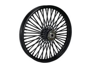 BLACK motorcycle wheel for Revelry Motorcycles, durable custom spoked design.