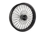 High-performance motorcycle wheel with silver spokes and black rim for custom Revelry Motorcycles in Australia.