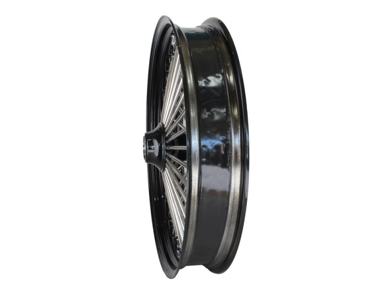 High-performance motorcycle wheel for custom Revelry Motorcycles builds.