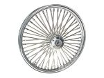 High-quality motorcycle wheel with chrome finish for custom bikes. Suitable for Harley, Bobber, and chopper motorcycles.