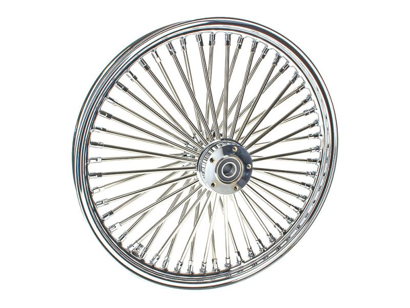 21in. x 3.5in. Mammoth Fat Spoke Front Wheel - Chrome. Fits Softail Heritage 2007-2010 High-quality motorcycle wheel with chrome finish for custom bikes. Suitable for Harley, Bobber, and chopper motorcycles.