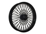 High-quality black motorcycle wheel for custom bikes at Revelry Motorcycles.