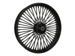 Black motorcycle wheel with spokes for Revelry Motorcycles.
