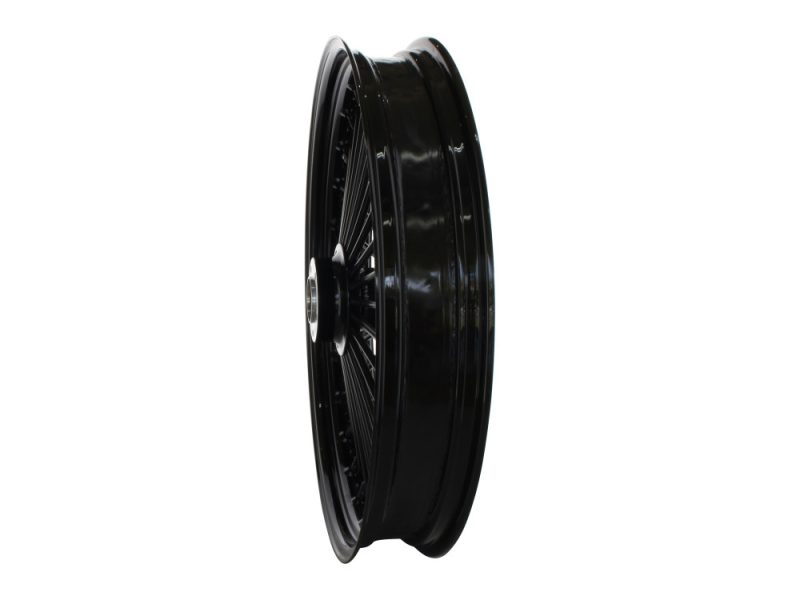High-quality black motorcycle wheel for Harley Davidson bikes, durable and stylish.