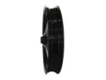 Black motorcycle wheel, high-quality forged alloy rim, designed for Revelry Motorcycles.