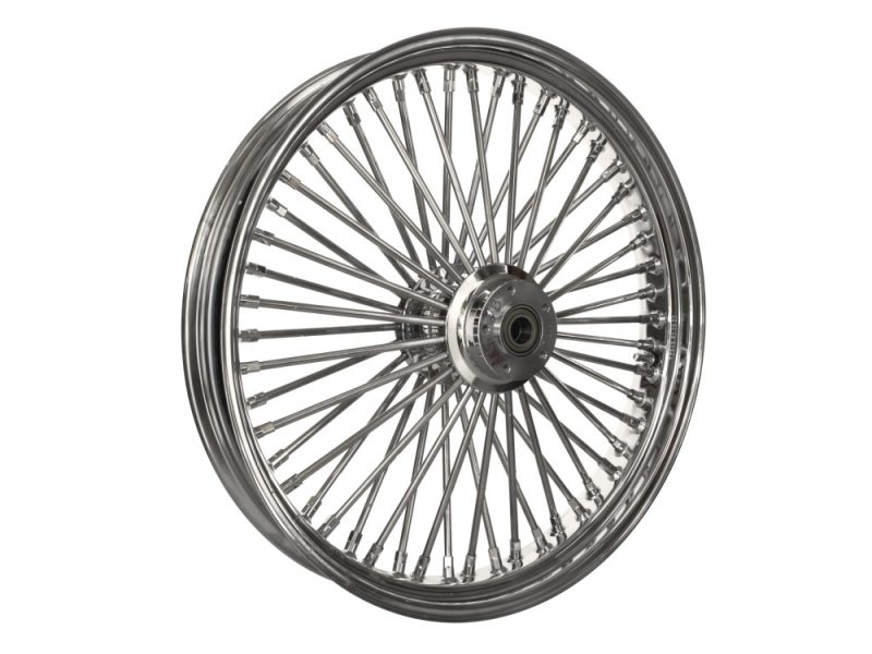Polished motorcycle wheel with spokes for Revelry Motorcycles, Australian bike enthusiasts.