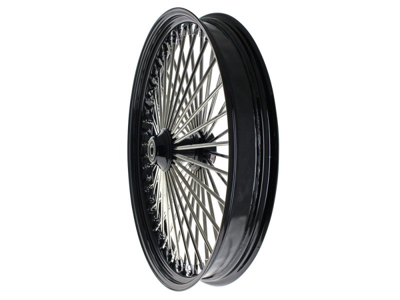 High-performance motorcycle wheel with spokes, suitable for custom bikes and rebuilds.