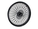 Black motorcycle wheel with spokes for Revelry Motorcycles in Australia.