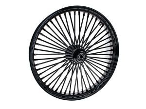Black motorcycle wheel with spokes for Revelry Motorcycles in Australia.