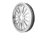 High-performance motorcycle wheel with sleek silver finish for Revelry Motorcycles enthusiasts.
