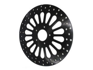 Aluminium motorcycle brake disc with ventilated design for enhanced performance.