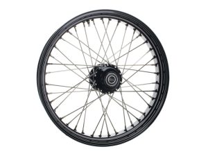 High-quality motorcycle spoked wheel for Harley Davidson bikes at Revelry Motorcycles.