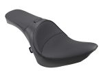 Rider motorcycle seat in black leather for comfort and style.