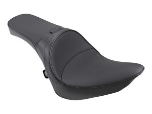 Rider motorcycle seat in black leather for comfort and style.