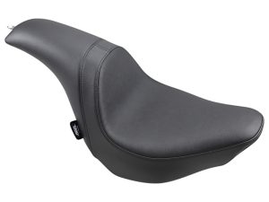 Comfortable black motorcycle seat for Revelry Motorcycles, ideal for rider comfort and style.