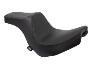 Comfortable black motorcycle rider seat for touring and cruiser bikes.