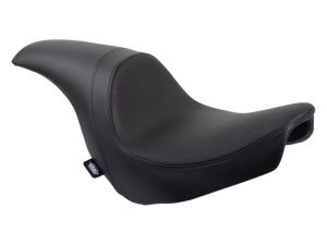 Comfortable black motorcycle seat for cruiser and touring bikes.