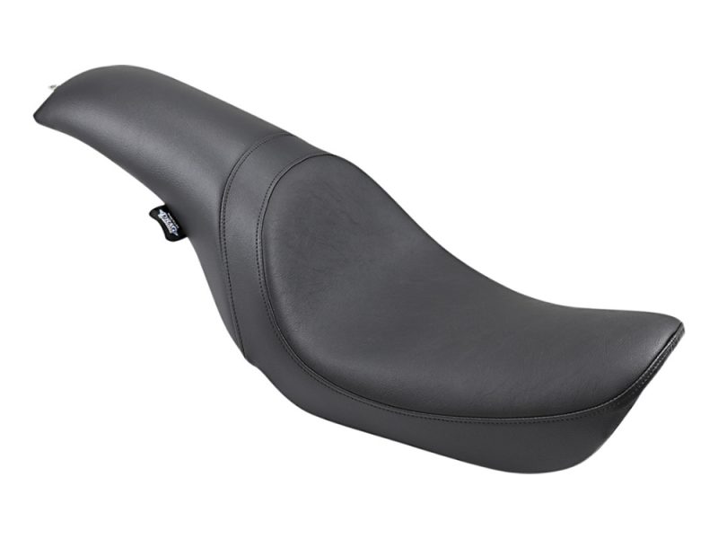 Predator Dual Seat - Smooth Black. Fits Dyna 2006-2017 Comfortable black motorcycle solo seat for Revelry Motorcycles and custom bikes.