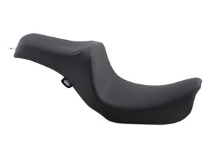 Comfortable black motorcycle seat for Revelry Motorcycles, perfect for long rides and rider comfort.
