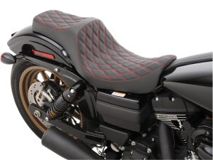 Vivid motorcycle seat with diamond stitching for Revelry Motorcycles Australia.