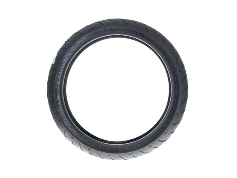 High-performance motorcycle tire for Revelry Motorcycles, designed for optimal grip and durability.