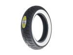Dunlop motorcycle rear tire with white sidewall for vintage style cruisers.