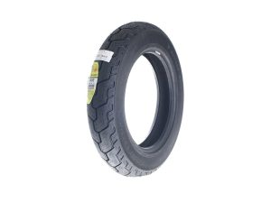 Dunlop motorcycle tire for Revelry Motorcycles, durable off-road and street performance.