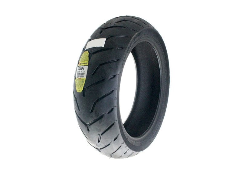 Dunlop D407 17in. Rear Tyre. 200/55-R17 Dunlop motorcycle tire for street bikes, optimal grip and durability.