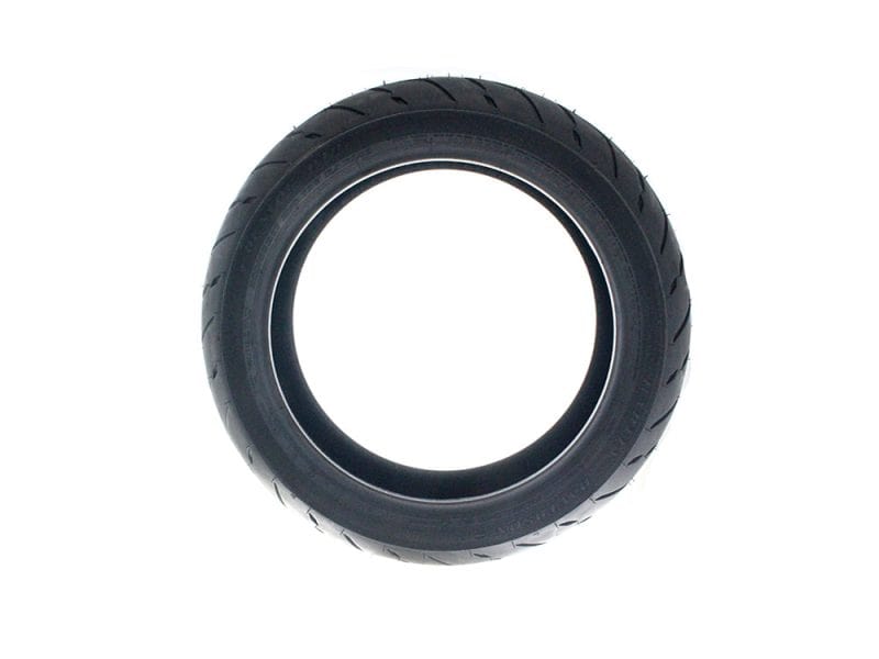 High-performance motorcycle tire for Revelry Motorcycles.