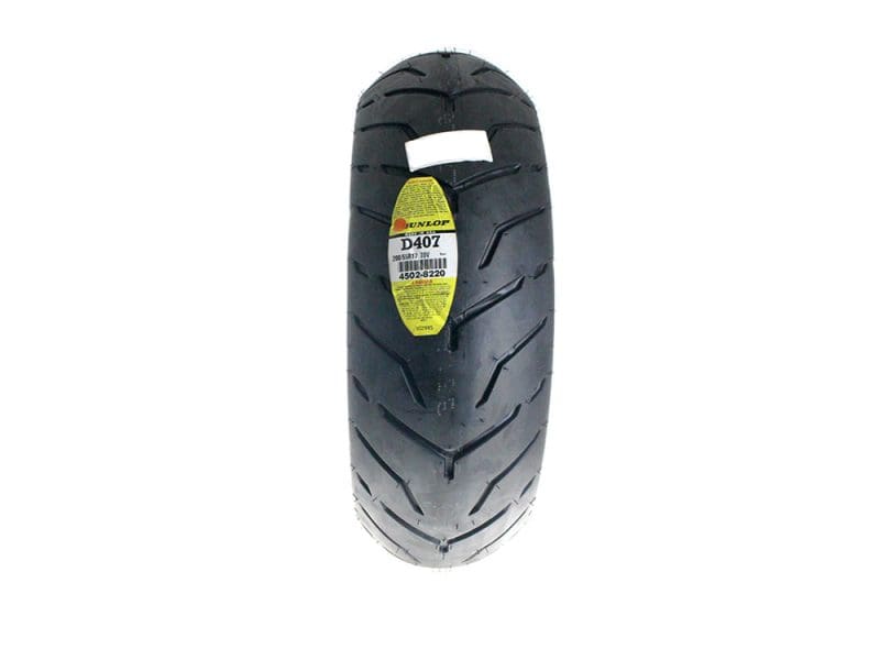 Dunlop motorcycle tyre for Revelry Motorcycles, high-performance road tire AU.