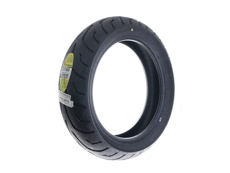 Dunlop motorcycle tyre for Revelry Motorcycles, high-performance bike wheel Tread design.