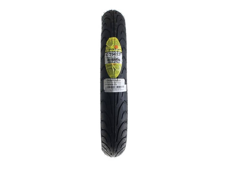 Dunlop GT502F motorcycle tire for Revelry Motorcycles, durable and high-performance for Australian cruiser bikes.