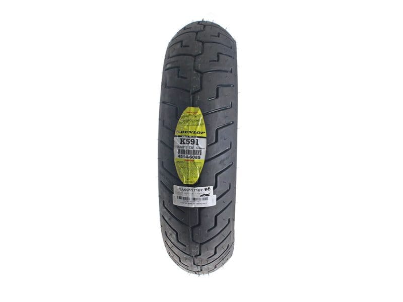 Dunlop K591 motorcycle tyre for Revelry Motorcycles, durable and high-performance.